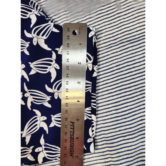 Tom And Teddy $100 XL Navy Blue White Turtle Elastic Waist Swim Trunk With Liner - Picture 9 of 14